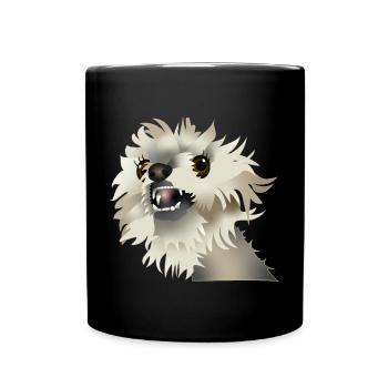 Glücklicher Hund - Tasse einfarbig - Schwarz - Vorne