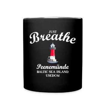 Leuchtturm Peenemünde vor Insel Usedom Deutschland - Tasse einfarbig - Schwarz - Vorne