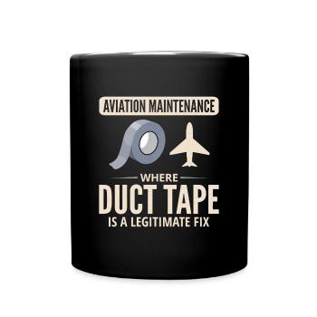 Flugzeugmechaniker Luftfahrtwartung Klebeband - Tasse einfarbig - Schwarz - Vorne