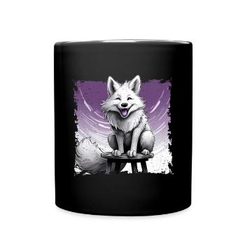 Fox comic, laughing, sitting on stool | Poster - Full Colour Mug - black - Front