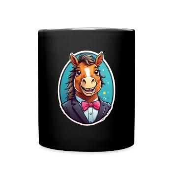 Cheval élégant en costume - Mug uni - noir - Devant