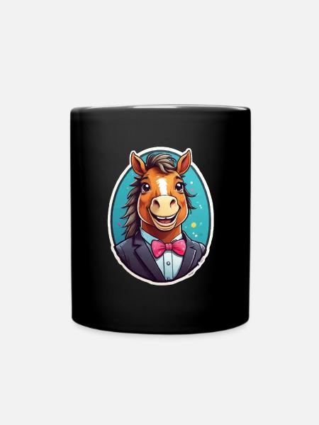 Elegantes Pferd im Anzug - Tasse einfarbig - Schwarz