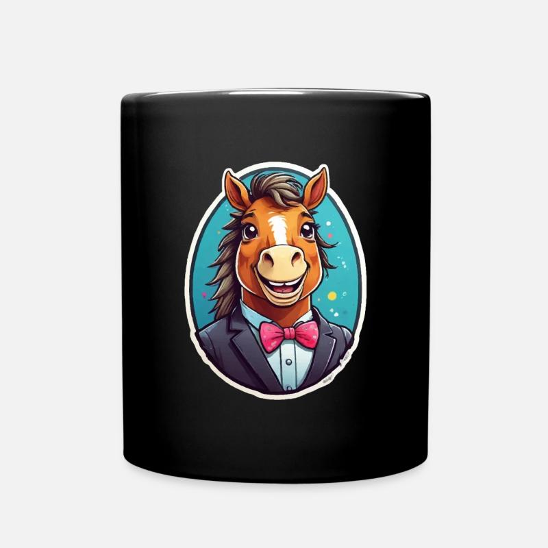 Elegantes Pferd im Anzug - Tasse einfarbig - Schwarz