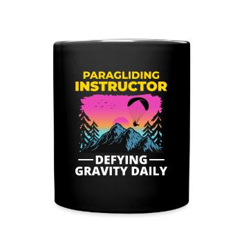 Gleitschirmpilot Gleitschirmlehrer Berge - Tasse einfarbig - Schwarz - Vorne