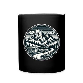 Mountain landscape Closeness to nature with a camper - Full Colour Mug - black - Front