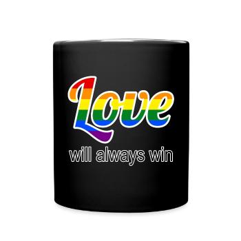 Love wins in rainbow style - Full Colour Mug - black - Front