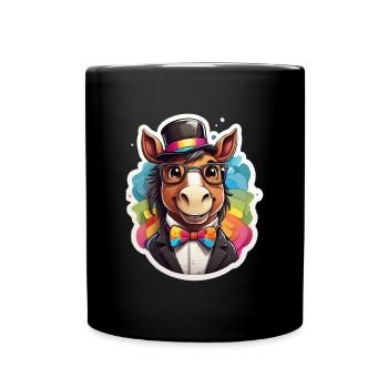 Rainbow Esel Gentleman - Tasse einfarbig - Schwarz - Vorne