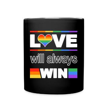Liebe gewinnt Pride Herz - Tasse einfarbig - Schwarz - Vorne