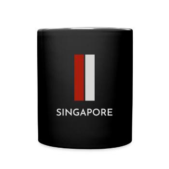 Flagge von Singapur, Stolz auf Singapur - Tasse einfarbig - Schwarz - Vorne