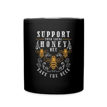 Biene Wabe Insekt Bienchen - Tasse einfarbig - Schwarz - Vorne