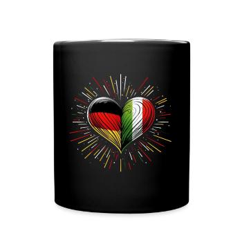 Germany Loves Italy, German Italian Friendship - Full Colour Mug - black - Front
