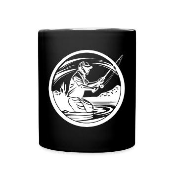 Fishing Drawing - Full Colour Mug - black - Front