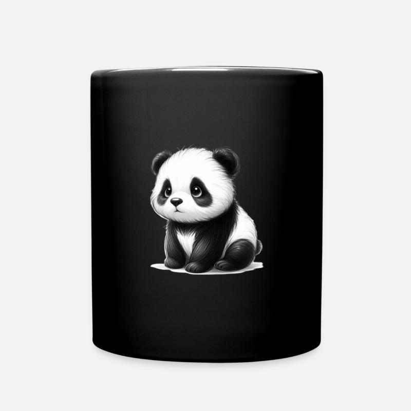 Adorable croquis de panda noir et blanc - Mug uni - noir