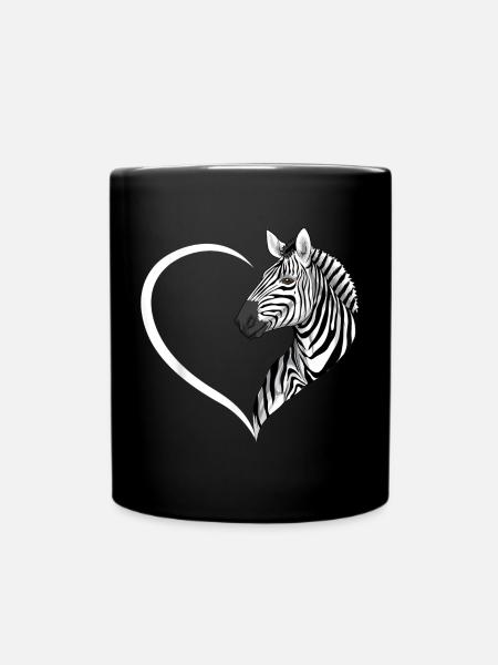 Zebra Herz Silhouette - Tasse einfarbig - Schwarz