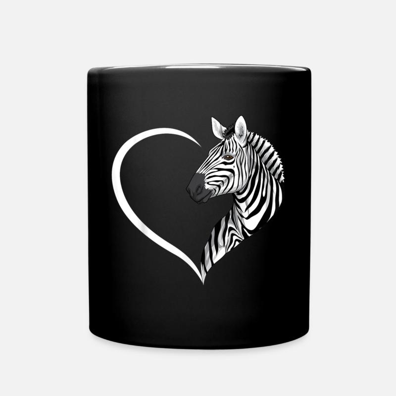 Zebra Heart Silhouette - Full Colour Mug - black