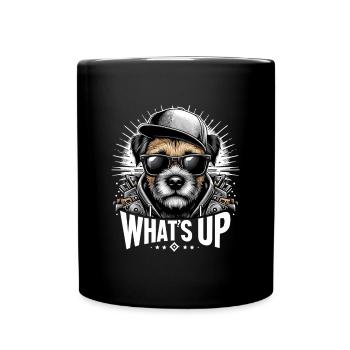 Border Terrier Was geht ab Cappy Geschenk - Tasse einfarbig - Schwarz - Vorne