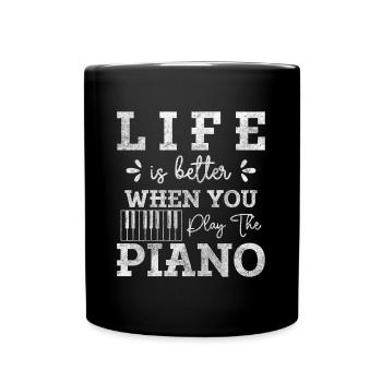 Piano Grand Piano Musicians - Full Colour Mug - black - Front