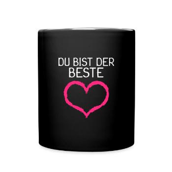 Du bist der Beste Herz Geschenk - Tasse einfarbig - Schwarz - Vorne