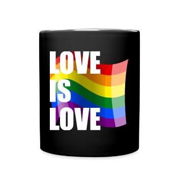 Regenbogen Liebe Wellen-Design - Tasse einfarbig - Schwarz - Vorne