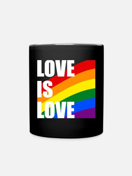 LiebeIstLiebe Regenbogen - Tasse einfarbig - Schwarz