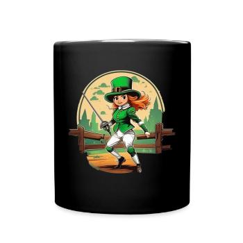 St. Patrick's Day Kleeblatt Fechten - Tasse einfarbig - Schwarz - Vorne