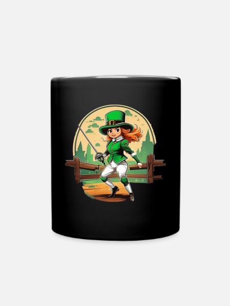 St. Patrick's Day Kleeblatt Fechten - Tasse einfarbig - Schwarz