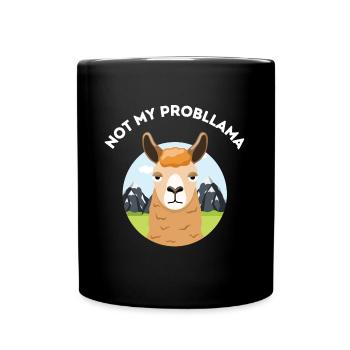 Not My Probllama – Sarcastic Llama Pun - Full Colour Mug - black - Front