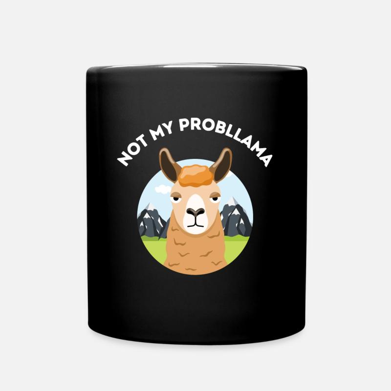 Not my probllama - Mürrisches Lama - Tasse einfarbig - Schwarz