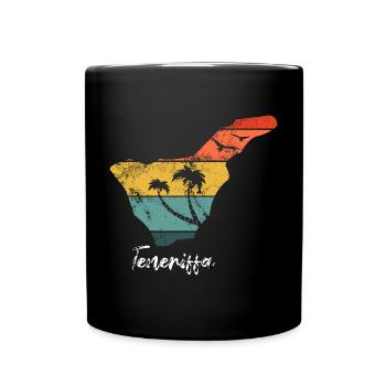 Tenerife carte contour Îles Canaries vacances vintage - Mug uni - noir - Devant