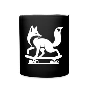 Fuchs Silhouette minimalistisch Skateboard Skater - Tasse einfarbig - Schwarz - Vorne