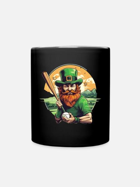 St. Patrick's Day Kleeblatt Baseball - Tasse einfarbig - Schwarz