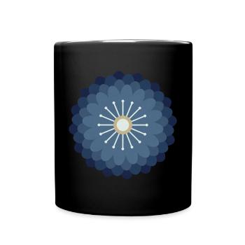 Blue Cream & Gold Flower - Full Colour Mug - black - Front