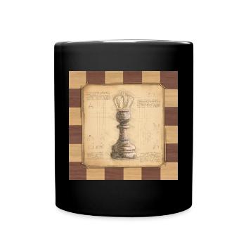 Schach König / Königin. Altmodischer vintage Stil. - Tasse einfarbig - Schwarz - Vorne