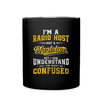 Moderator Show Funkwelle Ansage - Tasse einfarbig - Schwarz - Vorne