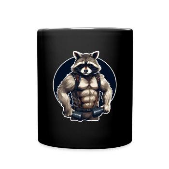 GYM raccoon workout - Full Colour Mug - black - Front