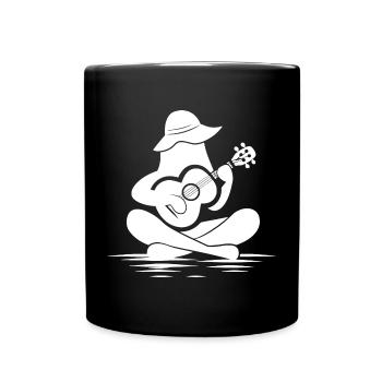 Weibliche Ukulele Zeichnung - Tasse einfarbig - Schwarz - Vorne