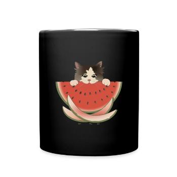 Délice de pastèque Chat - Mug uni - noir - Devant