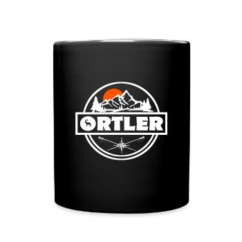 Ortler sunset with hiking poles - Full Colour Mug - black - Front