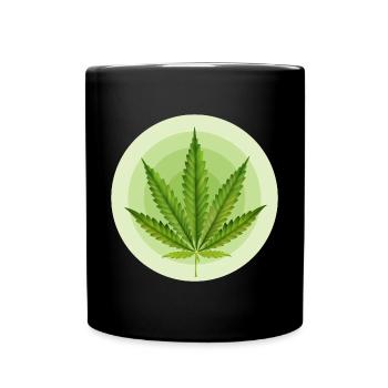 Kreisförmiges grafisches Cannabisblatt - Tasse einfarbig - Schwarz - Vorne