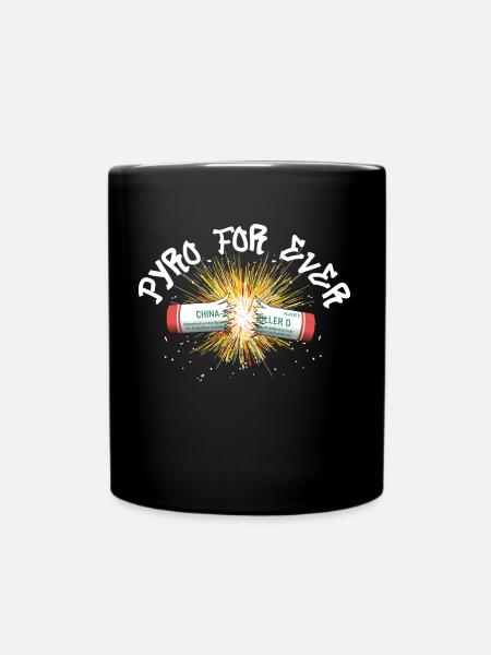 Pyro For Ever - Ensfarvet krus - sort