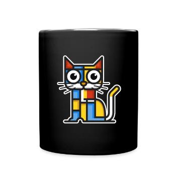 Illustration colorée d’un chat cubiste. - Mug uni - noir - Devant