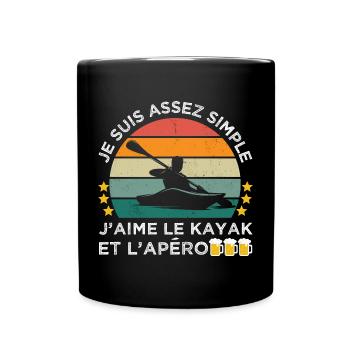 J' aime le kayak et l' apéro humour kayakiste - Mug uni - noir - Devant