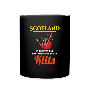 Bagpipe Player Instrument Scottish Scotland Kilts - Full Colour Mug - black - Front