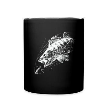 Fisch des Lebens! - Angeltshirt Zanderangriff 2 W - Tasse einfarbig - Schwarz - Vorne