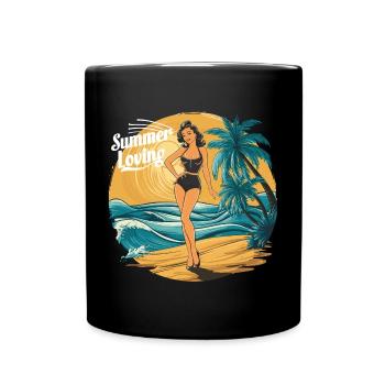 Retro Summer Loving Beach Vibes für einen - Tasse einfarbig - Schwarz - Vorne