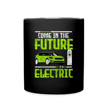 Electric Car Electric Vehicle - Full Colour Mug - black - Front