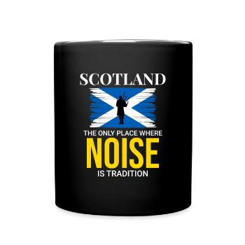 Bagpipe Player Instrument Scottish Scotland Flag - Full Colour Mug - black - Front