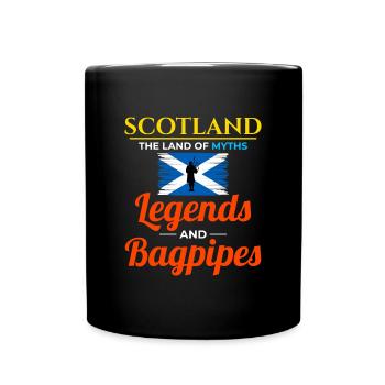 Bagpipe Player Instrument Scottish Scotland Flag - Full Colour Mug - black - Front