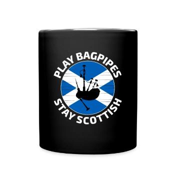 Bagpipe Player Instrument Scottish Scotland Flag - Full Colour Mug - black - Front