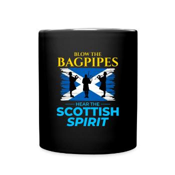 Bagpipe Player Instrument Scottish Scotland Flag - Full Colour Mug - black - Front